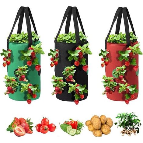 Hängender Tomatenpflanzbeutel 3 Stück Kartoffelpflanzbeutel Pflanzbeutel Umgedrehte Pflanzgefäße Wiederverwendbar Waschbar für verschiedene Gemüs (1/5)