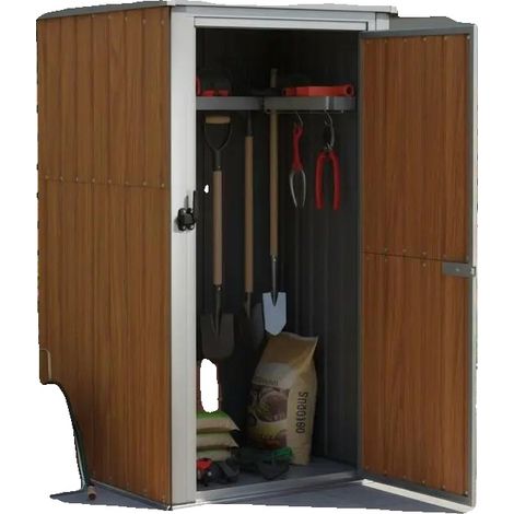 Caseta para herramientas de jardín, acero galvanizado duradero, diseño impermeable, color caqui. (1/2)
