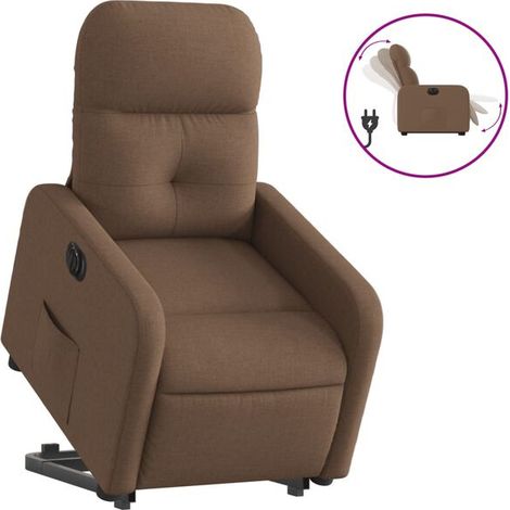 Fauteuil inclinable électrique en tissu marron (1/5)