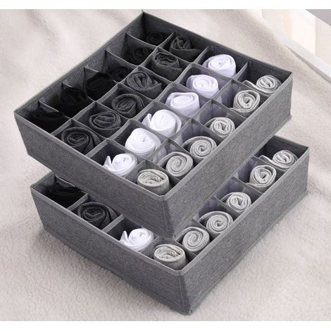 JANMIR-Boîte de rangement pour chaussettes et sous-vêtements, boîte de rangement pour sous-vêtements à 5 compartiments et organiseur de tiroir à chaussettes à 48 compartiments pour sous-vêtements et c (1/5)