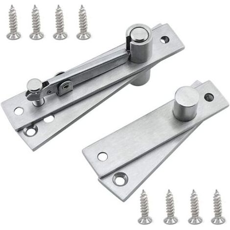 Charnière rotative, charnière rotative à 360°, charnière de porte pivotante, charnière dissimulée pour porte pivotante, acier inoxydable pour armoires, armoires, portes de salle de bain (argent) (1/5)