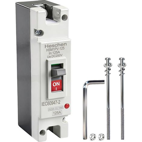 MCCB Disjoncteur CC 1 pôle DC 250 V Disjoncteur photovoltaïque pour système solaire PV Panneau solaire Système d'alimentation (125A HSM1PV-125)