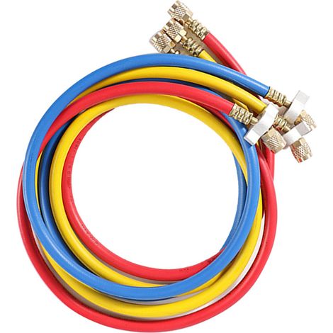 Manguera de carga de refrigerante de alta presión de 3 piezas, 0,9 m y 1/4" para R22, R410a, R134a y R404a. (1/5)