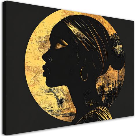 Stampe su Tela, Profilo di una donna su sfondo dorato - 30x20 (1/2)