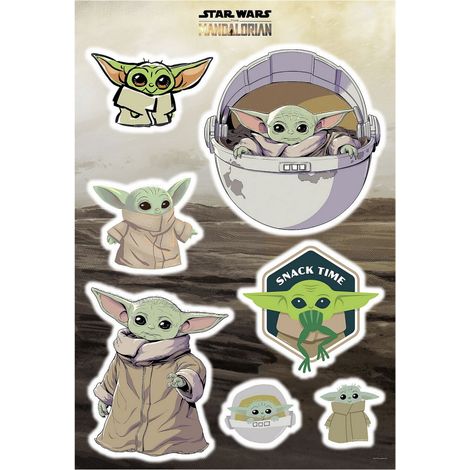 Stickers Muraux géant Mandolorian Bébé Yoda Grogu -The Child Cluster- Star Wars 50 x 70 cm (1/3)