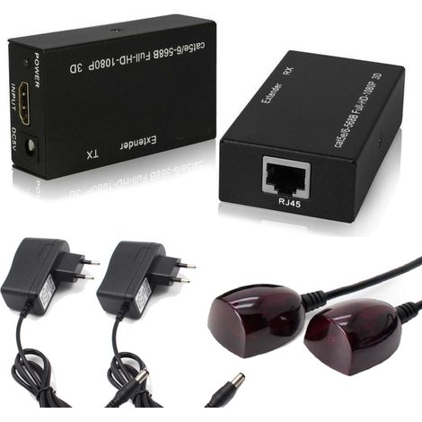 Extendeur HDMI + signal de télécommande infrarouge 60 m RJ45 (1/5)