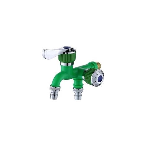 Robinet d'eau multifonction 2 en 1 avec deux vannes, Mitigeur de lavabo, robinet inverseur et séparateur  Vert