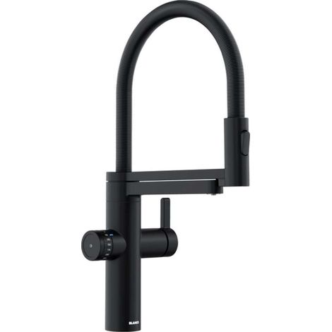 Blanco EVOL-S Pro - Miscelatore da lavello, con braccio di erogazione flessibile, doccetta e funzione di filtraggio, nero opaco 526636 (1/5)