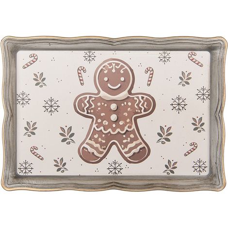 Plateau de Service en Plastique Beige pour Boissons et Snacks 31 x 22 x 2 cm - PANGIVO (1/2)