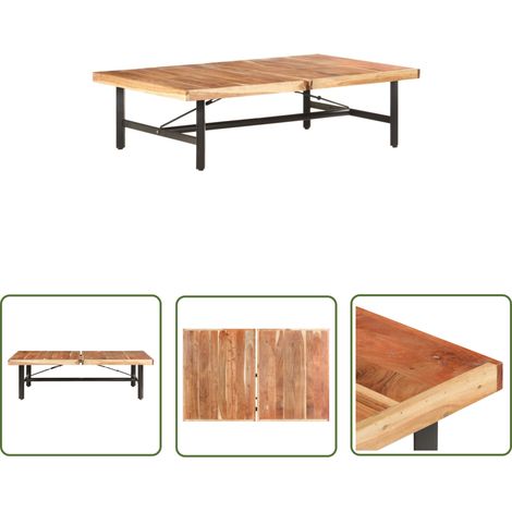 The Living Store Table basse 142x90x42 cm Bois d'acacia massif - Table Basse Acacia - Meuble Salon - Table Basset - Table D'appoint - Mobilier Intérieur (1/5)