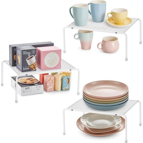 organiseurs de placard de cuisine, étagère en métal pour épices, assiettes, pots, tasses, séparateur d'espace pour cuisine, garde-manger, armoire, bureau, comptoir, réfrigérateur (1/5)