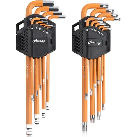 Allen Keys Hexagonal Keys 1.5-10 mm and Torx Keys T10-T50 Gold (1/5)