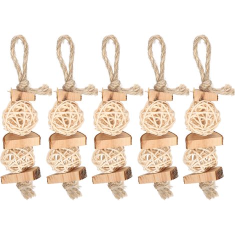 Jouet pour perroquet à ronger, corde à mâcher, balle en rotin rongé en bois de pommier, jouet pour hamster, ficelle (1/5)