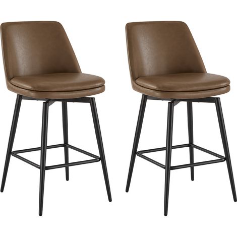 CHITA Barhocker 2er Set 360° drehbar, mit Rückenlehne & Fußstütze, Kosmetikhocker, Friseurhocker, Kunstleder, Metallbeine