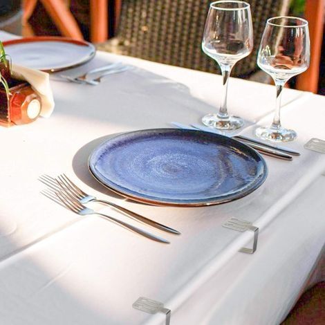 Tischdeckenklammern aus Edelstahl, ideal für den Außenbereich, Küche, Büro, Picknick, Restaurant, Hochzeit, Garten, Party, Silber (1/4)