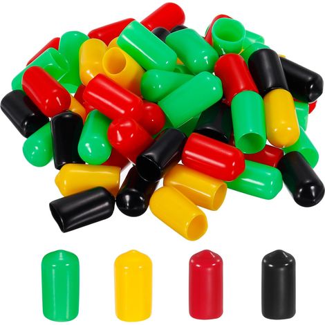 100pcs Caoutchouc Fin Capuchons Housse Assortiment PVC 10mm (1/5)