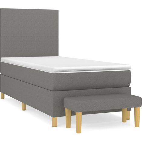 Maison Exclusive - Giroletto a Molle con Materasso Grigio Scuro 90x190 cm Tessuto