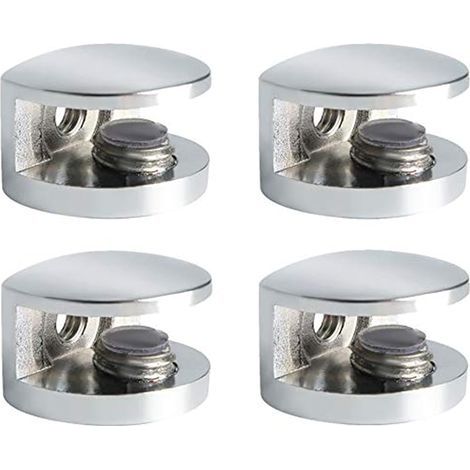 Pince à Verre Support D’étagère en Verre Support de Tablette Mural Fixation Réglable, Verre Adaptatif de 5-8 mm d'Épaisseur, Finition Polie en Alliage de Zinc, 4 Pcs, EBL3008-4P