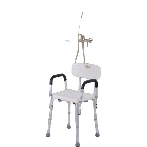 Silla de ducha, altura ajustable de 45 a 56 cm, diseño antideslizante, soporta hasta 136 kg, fácil montaje, ligera. (1/5)
