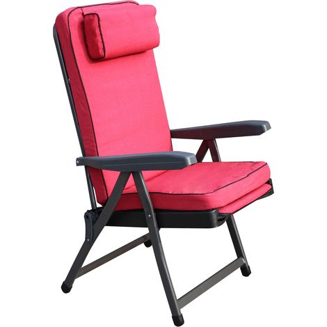 Poltrona sdraio con cuscino relax schienale reclinabile e carrello poggiapiedi Paradise - Red