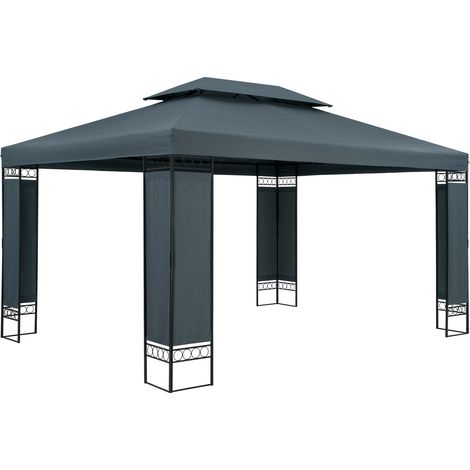 Pavillon Gartenzelt Gartenpavillon Elda 3x4m Metall Wasserabweisend Luxus anthrazit
