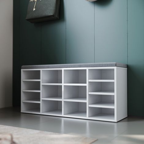 SONNI Schuhschrank mit sitzbank schuhbank mit sitzkissen weiss Schuhkipper Weiß Sitzbänke Schuhregal mit sitzflache Schuhablage (1/5)