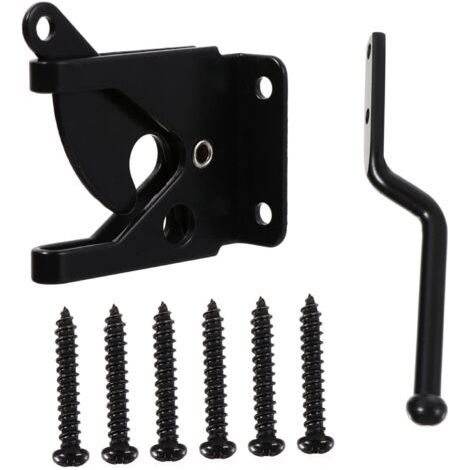 1 Ensemble Boulon de fer de clôture serrure de porte serrure à pêne dormant charnière gond levier de gravité automatique loquets de portail à levier de gravité Acier Carbone Black (1/5)
