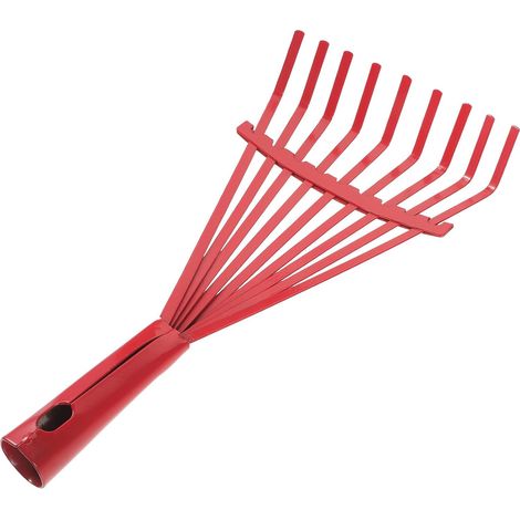Râteau à Feuilles en Acier 9 Dents Rouge pour Jardin et Pelouse (1/5)