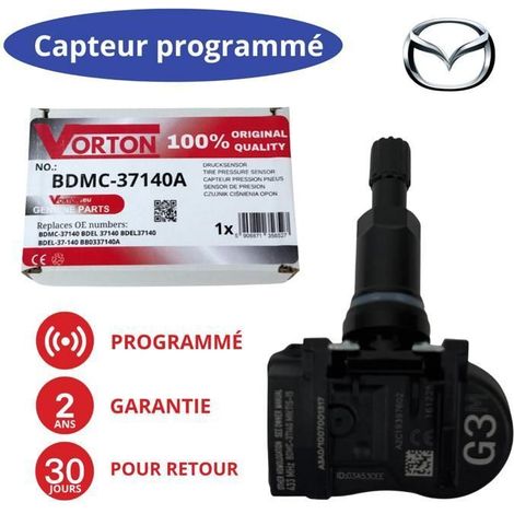 Pre-programmed TPMS sensor 433MHz for MAZDA 3/5/6/CX-5/CX-30/CX-60/CX-9/MX-5/MX-30 - black valve