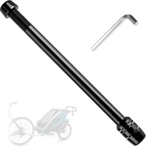 Axe de Barillet de Vélo, M12 × 1,0 Remorque de Vélo Adaptateur D'axe, 166-178 mm Réglable, Axe Enfichable M12, Noir Adaptateur D'axe de Roue, pour Déplacements, Tout-Terrain et Cyclisme (1/5)