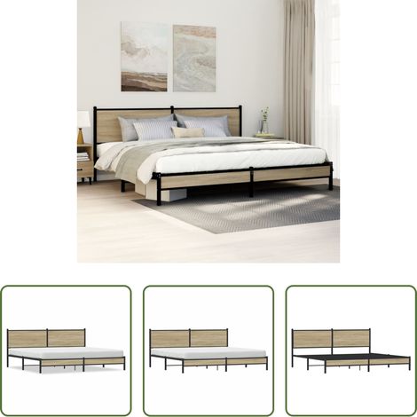 Metallbettgestell -  Metallbett ohne Matratze Sonoma-Eiche 193x203 cm (1/5)