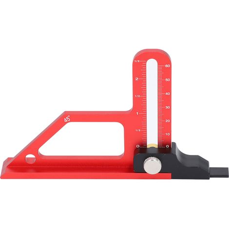 Jauge de hauteur pour scie circulaire en alliage d'aluminium, échelles métriques et impériales, 0‑Outil de mesure de profondeur de 60 mm et d'angle de 45 degrés pour le travail du bois (1/5)