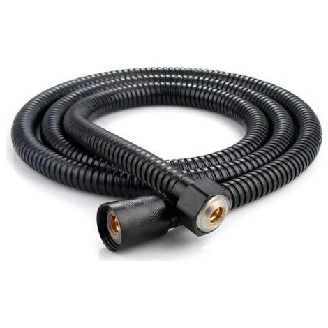 Tuyau de douche flexible en acier inoxydable 1 pièce 1,5 m, raccords en laiton, tuyau de pommeau de douche anti-torsion, tuyau de douche flexible - noir (1/4)