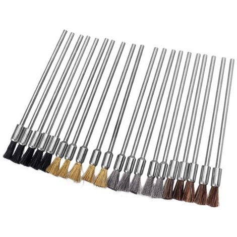 royaluxe-Lot de 20 Brosses métalliques rotatives,Outils rotatifs Polissage Accessoires Brosses métalliques Roues avec tige de 3 mm pour le polissage (1/5)