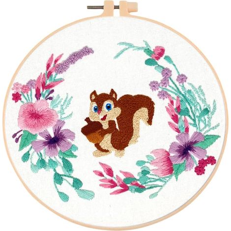 Embroidery Starter Kit, Animal Pattern Embroidery Kit, Cross Stitch Embroidery Kit, Embroidery for Beginners, 3030 Embroidery Kits, DIY Handmade Craft Decoration for Adults (07)