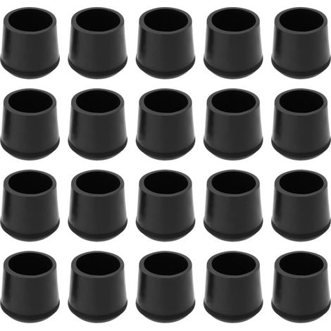 Set mit 20 Stück 25 mm schwarzen Gummikappen für Tisch- und Stuhlbeine, Schutzkappen für Rohre und Böden (1/5)
