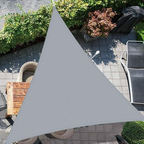 VURAHOME -Gris Pare-Soleil 3Mx3Mx3M Triangle Pare-Soleil Extérieur Polyester Jardin Voile D'ombrage Étanche Couverture D'ombrage Balcon Pare-Soleil, (1/5)