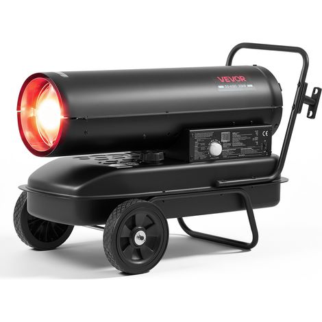 VEVOR Canon a Chaleur Diesel 30 kW, Chauffage Diesel/Kerosene Portable avec Roues et Thermostat Reglable, Generateur deAir Chaud pour Garage, Entrepot, Atelier et Chantier, en Acier au Carbone, Noir (1/5)