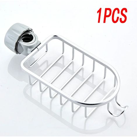 (Argenté, 1 pièce, B3385B) Porte-savon de douche, étagères de rangement pour robinet de salle de bain, accessoires de salle de bain (1/5)