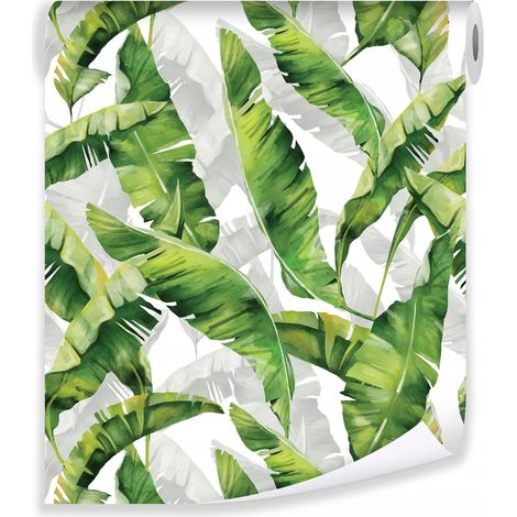 Papier peint feuilles vertes déco murale nature salon chambre – rouleau 0,5 x 10 m intissé écologique Wallarena (1/3)