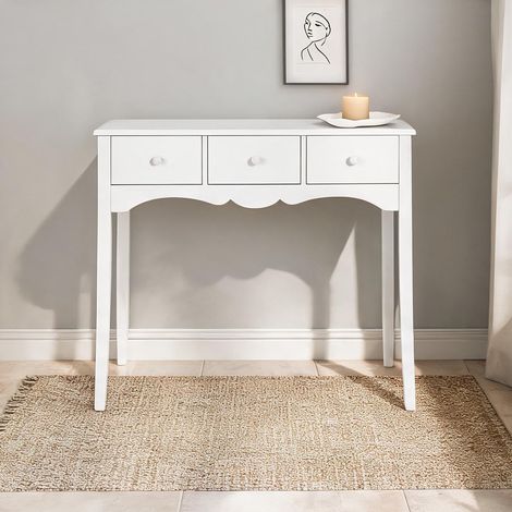 Console 3 tiroirs MDF laqué 100 cm branco en MDF (1/5)