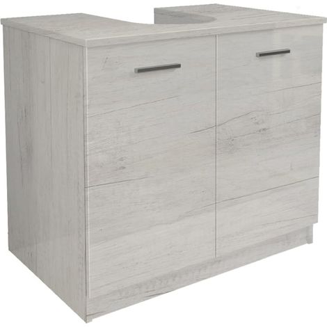Mobile bagno copricolonna lavello con 2 ante in legno Quercia Bianco (1/2)