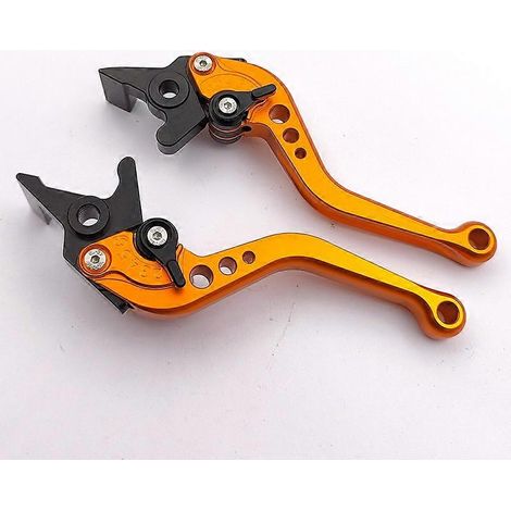 Tige de commande de klaxon de frein de moto PCX160 modifiée, en alliage d'aluminium, anti-chute, frein réglable, poignée longue et courte (Orange 2) (1/5)