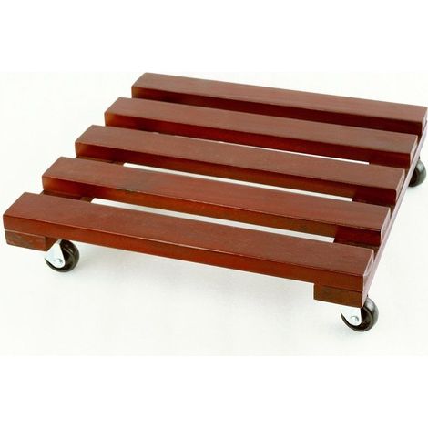 TrendLine Pflanzenroller Akazie 4 Rollen 35x35cm Blumenroller Rolluntersetzer (1/2)