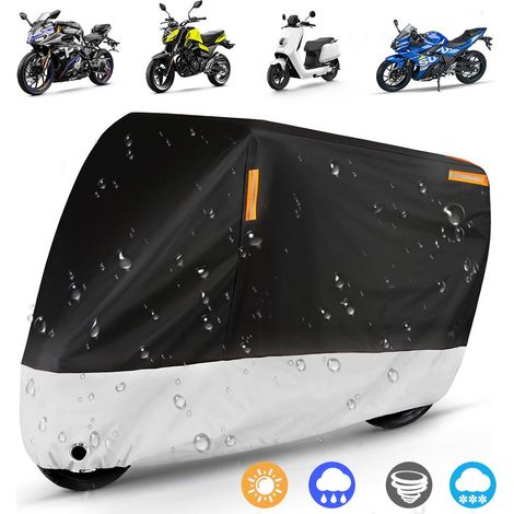 Housse de moto, robuste et imperméable, pour scooter et moto,toutes saisons,protection optimale contre les intempéries,avec éléments (1/5)