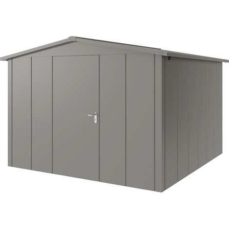 Hörmann Metall-Gerätehaus "Juno" mit Satteldach, JSD14 - Design, 310 x 310 cm (B x T), graualuminium, 1-flüglige Tür, Anschlag links (1/5)