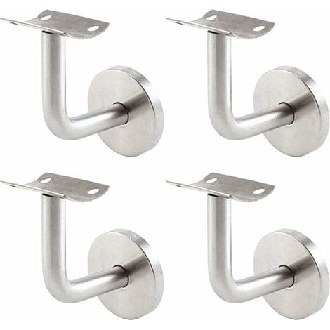 Supports de Main Courante pour Fixation Murale Supports de Rail d'escalier INOX Supports Muraux Supports de Main Courante pour Rampe Escalier Support Mural de Garde-Corps Argent 4 Pièces (1/5)
