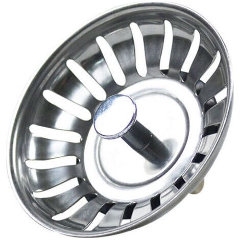 Bouchon Evier Cuisine Inox- Filtre Evier Cuisine Universel (Dia: 80MM), Bonde Evier avec 18 Fentes, Grille Evier Cuisine Antiblocage, Panier pour Evier Inox Vidange Rapide， (1/5)