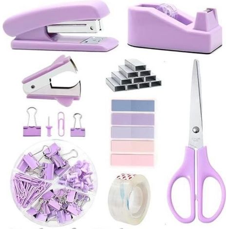 Fournitures de bureau , ensemble d'accessoires de bureau,agrafeuse et distributeur de ruban adhésif pour femme avec (1/4)
