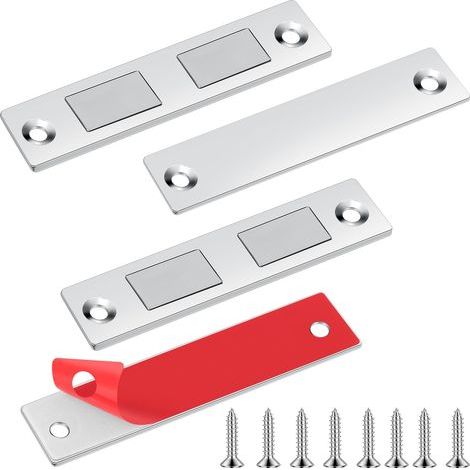 2 Pièces Ultra Mince Loqueteaux Magnétiques Puissant Aimant de Porte Placard Cuisine Loquet Magnétique Vis Aimant Meuble Fermeture pour Tiroir, Armoire, Porte Coulissant (1/5)